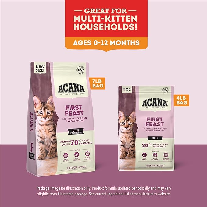 ACANA Dry Cat Food for Kittens First Feast Chicken and Fish 7lb Bag-PawvioPets