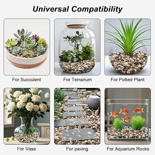 Decorative Rocks for Potted Plants,Virekm River Rocks, Decorative Ornamental Pebbles,Garden Landscaping Stones Gravel Filler for Home Decoration Flower Bed Fish Tank Plants Vases Succulents (5 Pounds)-PawvioPets