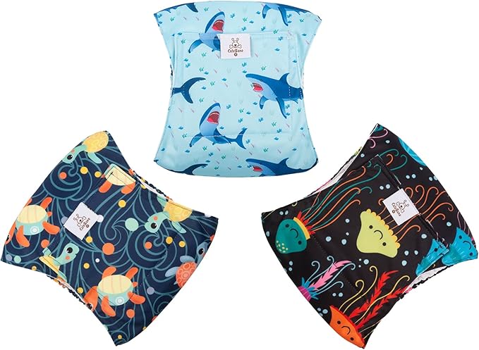 CuteBone Dog Diapers Male Washable Belly Band for Male Dogs Wraps 3pcs a Pack DM28M-PawvioPets