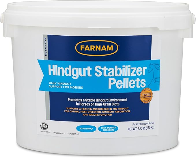 Farnam Hindgut Stabilizer Pellets, Daily Digestive & Immune Supplement for Horses Helps Maintain a Balanced Microbiome for Optimal Digestion-PawvioPets