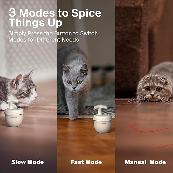 Cat Laser Toys, Automatic Cat Laser Toy Tumbler Design, Rechargeable Cat Laser Pointer 360°Irregular Rotation, 3 Modes Interactive Cat Toy for Indoor Cats of All Ages and Sizes (Beige)-PawvioPets