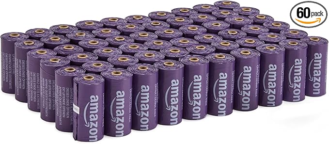 Amazon Basics Premium Lavender Scented Standard Dog Waste Bags, 900 bags,15 Count (Pack of 60)-PawvioPets