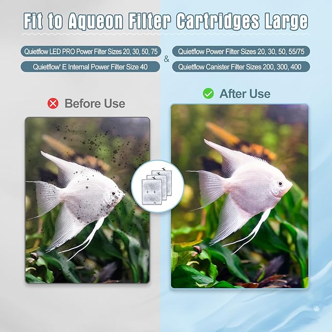 12 Pack Large Filter Cartridges Compatible with Aqueon QuietFlow Power Filter Size 20,30,50,75 & E Internal Power Filter Size 40 & Canister Filter Size 200/300/400 & Zilla Large Filter-PawvioPets