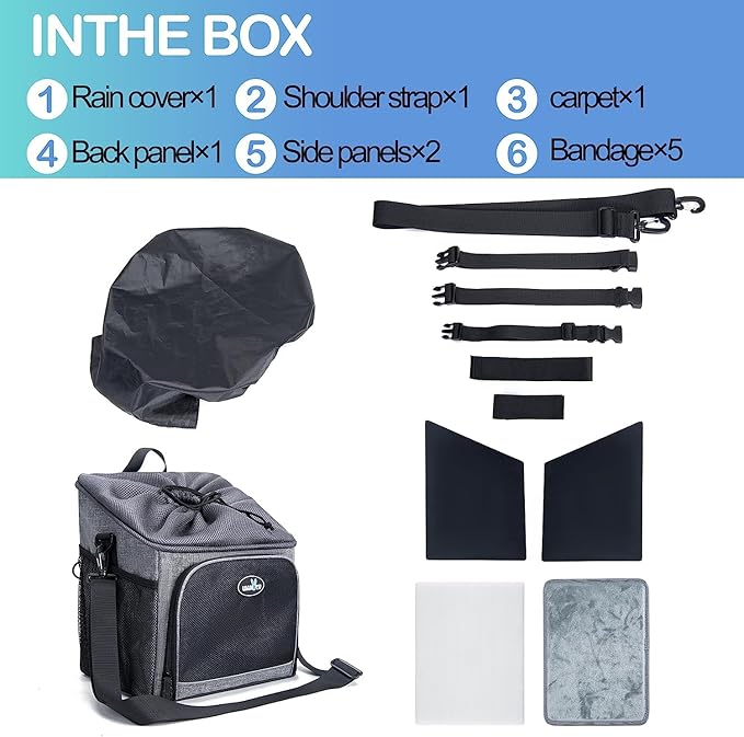 Dog Bike Basket Carrier, Pet Bicycle Front Carrier Backpack for Bike Riding Foldable Removable, Reflective Strips, 2 Side Storage Pockets, Pet Travel Bag for Cats Small Dogs-PawvioPets