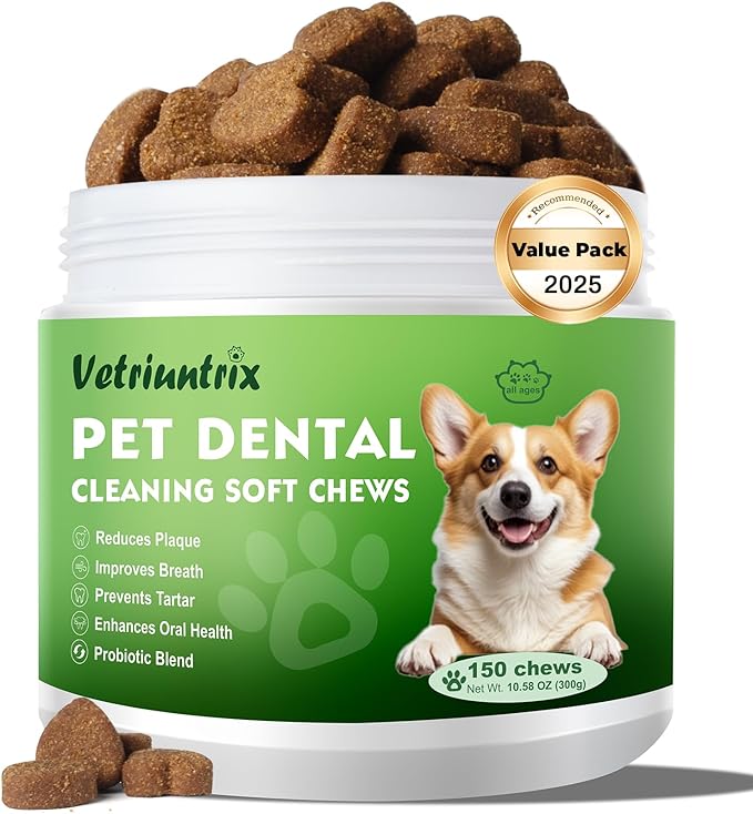 Dog Dental Care Powder - Plaque & Tartar Control with Natural Enzymes, Teeth Cleaning Powder for Dogs with Probiotic, Bad Breath Treatment for Small Medium Large Dogs-PawvioPets