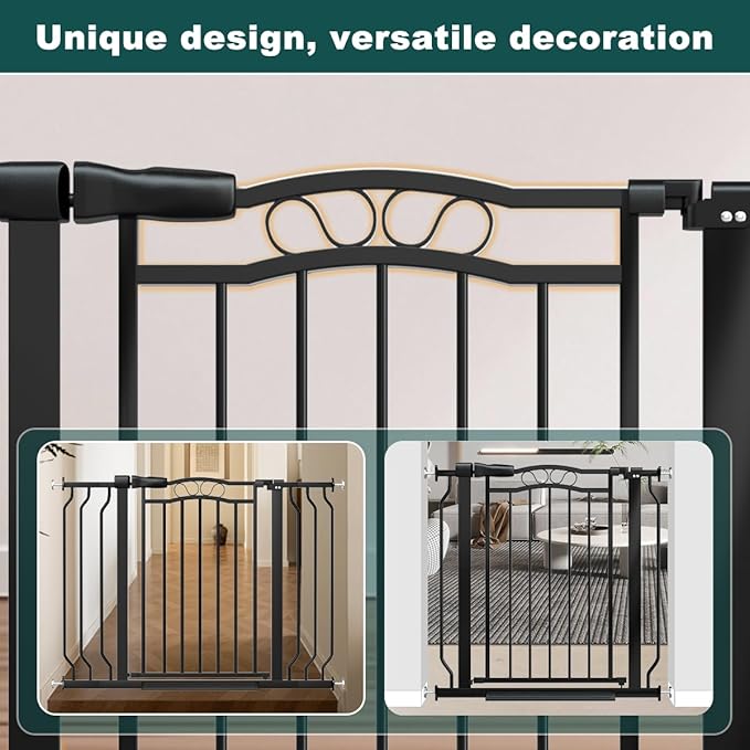 53.1-62.5 Inch Extra Wide Baby Gate, Pressure Mounted Dog Gate Indoor, Walk Thru Pet Gate for Cat Dog Child,Pet Gates for The House Doorway Black-PawvioPets