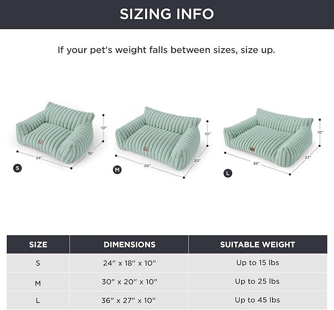 Bedsure Cute Dog Couch for Pets - Fluffy Dog Sofa with Premium Soft Corduroy Fleece, Pet Couch Bed with Washable Cover, Supportive Pet Sofa Bed for Medium Large Dogs, 36inch, Garden Green-PawvioPets