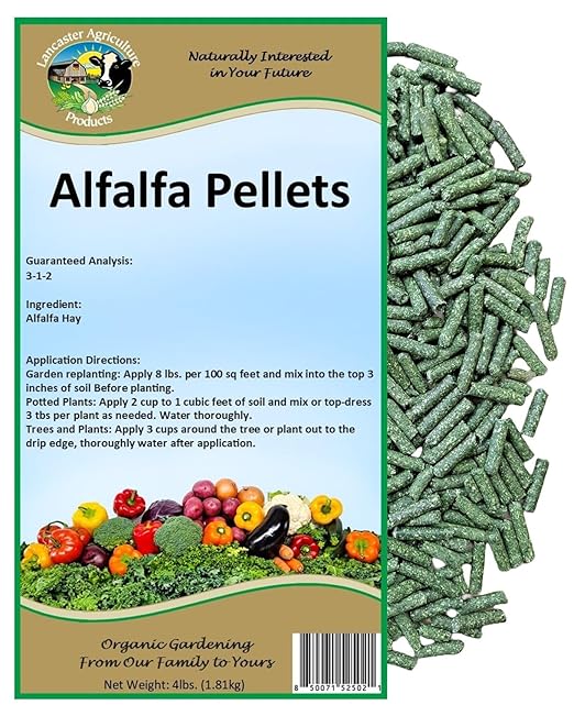 Alfalfa Meal Pellets 4 Pounds Organic Fertilizer for Flowers, Vegetables & Trees - Ideal Rabbit Food, Hamster Food, Timothy Hay Alternative - Lancaster Agriculture Products-PawvioPets
