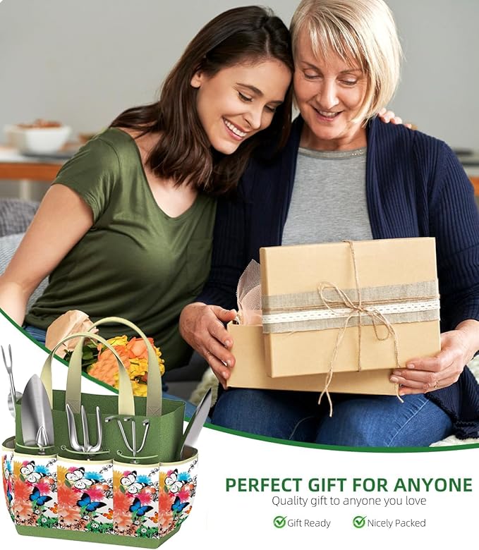 Gardening Tools Set of 9 - Complete Heavy Duty Garden Tools Set with Fashion Handbag - Durable Gardening Supplies Kit Ideal Gifts for Women-PawvioPets