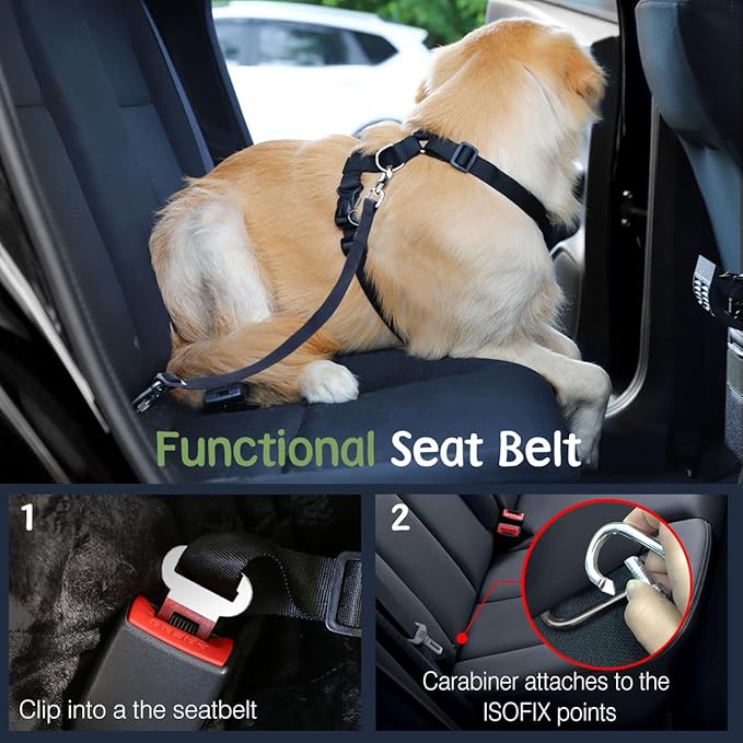 Dog Seat Belt, Safety Vest Dog Car Harness with Adjustable Buckle Dog Seat Belt for Vehicle Nylon Pet Safety Seat Belts Heavy Duty(S, Blue)-PawvioPets