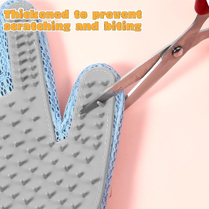 2 in 1 Pet Grooming Glove for Cats & Dogs, Efficient Deshedding Brush Pet Long Short Fur Removal Glove, Gentle Massaging Puppy Kitten Bathing Grooming Brush Tool, Easy Clean Floating Hair Mitt-PawvioPets