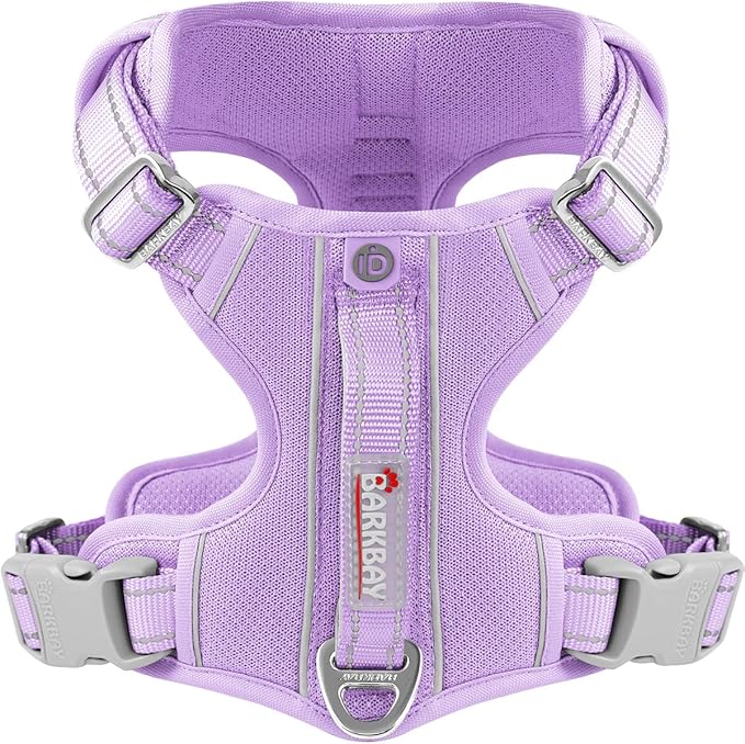 BARKBAY Dog Harness No Pull with ID Tag Pocket - Heavy Duty, Reflective, Easy Control for Large Dogs(Violet Purple,L)-PawvioPets