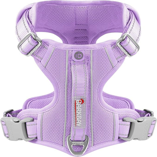 BARKBAY Dog Harness No Pull with ID Tag Pocket - Heavy Duty, Reflective, Easy Control for Large Dogs(Violet Purple,L)-PawvioPets