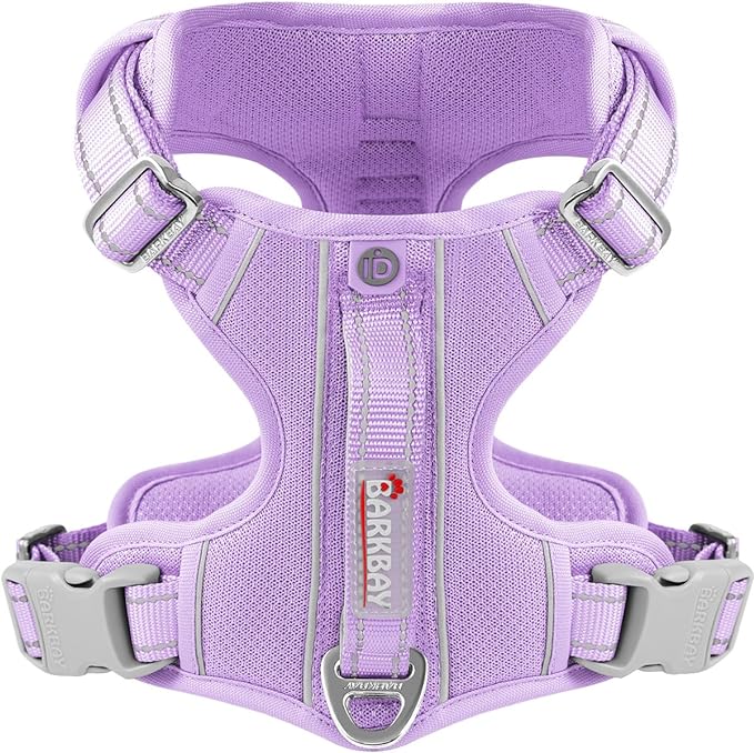 BARKBAY Dog Harness No Pull with ID Tag Pocket - Heavy Duty, Reflective, Easy Control for Large Dogs(Violet Purple,M)-PawvioPets
