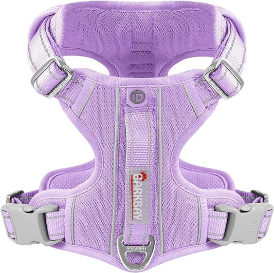 BARKBAY Dog Harness No Pull with ID Tag Pocket - Heavy Duty, Reflective, Easy Control for Large Dogs(Violet Purple,M)-PawvioPets