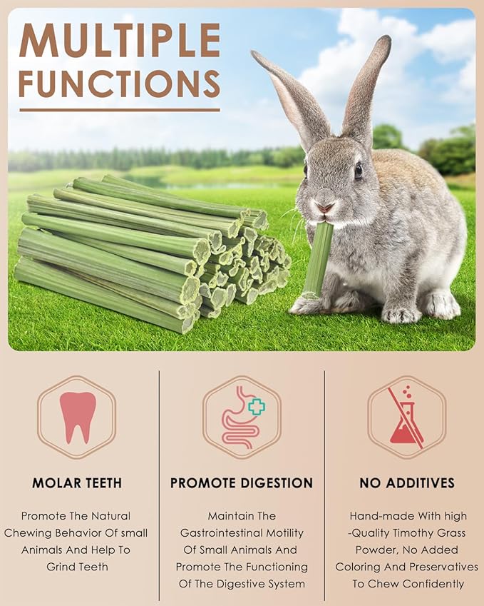 Bissap 50PCS Rabbit Chew Sticks, Natural Papaya Stems Bunny Chews Treats for Rabbits Hamsters Chinchillas Guinea Pigs Small Animals Organic Molar Chewing Snack-PawvioPets