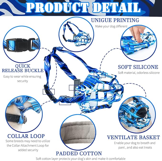 BARKLESS Dog Muzzle, Silicone Basket Muzzle for Small Medium Large Dogs, Soft Cage Mouth Cover Prevent Biting Chewing, Allow Drinking Panting, Suitable for German Shepherd-PawvioPets