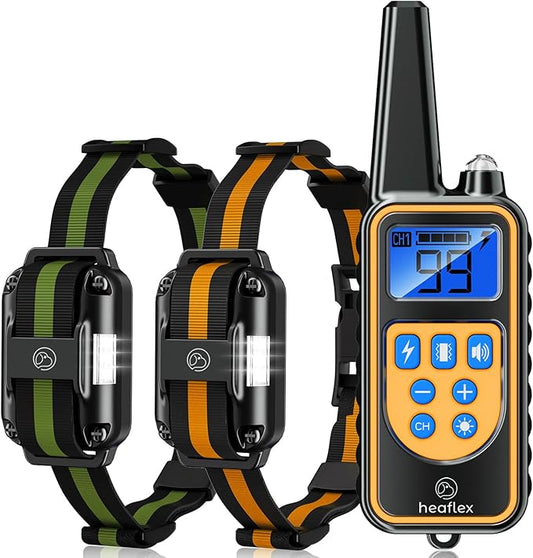 Electric Dog Training Collar with Remote 1640FT, E-Shock, Safe Training Modes, Rechargeable IP67 Waterproof Collars for 2 Dogs-PawvioPets