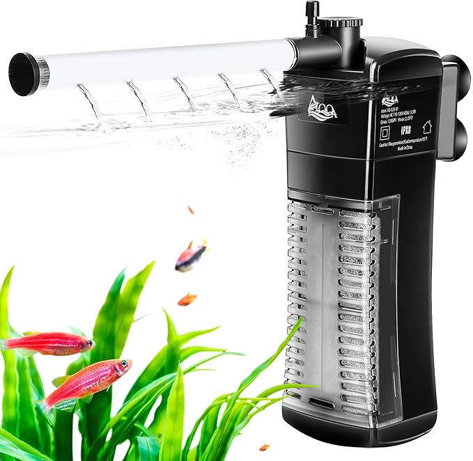 AQQA Aquarium Internal Filter, Submersible Power Filter in-Tank with Adjustable Water Flow, Ultra Silent Sponge Filter for Fish Tank Water Crystal Clear-PawvioPets