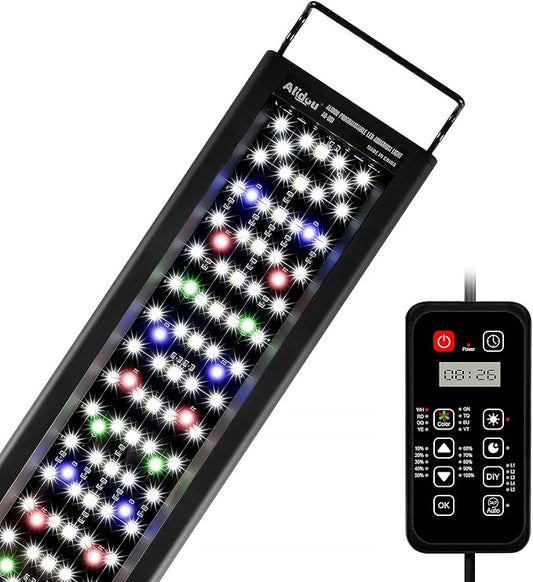 Advanced 7-Row LED Aquarium Light, Easy Setup Controller, Auto On Off Full Spectrum Fish Tank Light, 24/7 Lighting Cycle, 8 Colors, 10 Level Dimming, 62W for 48"-54" Freshwater Planted Tank-PawvioPets