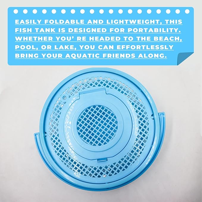 Foldable Small Aquarium, Portable Fish Tank, Fish Transport Container, Plasitc Fish Bowl, Beginner Tank, Great Concept for Catching and Release Critters, Beach, Pool and Lake-PawvioPets