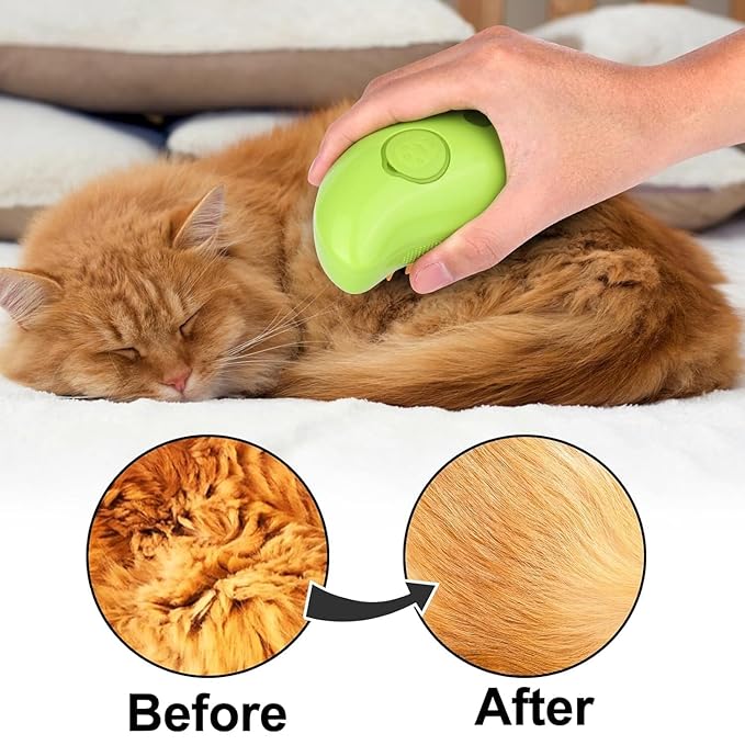 2024 Multifunctional Pet Brush for Detangling and Hair Removal - 3-in-1 Grooming Comb with Massage Function for Cats and Dogs (Khaki)-PawvioPets