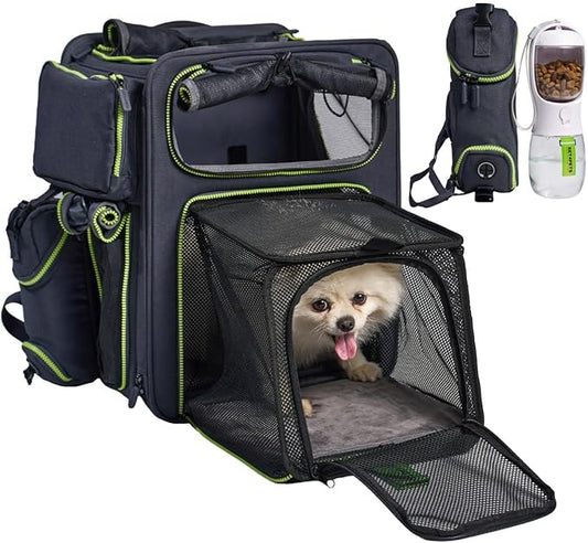 Cat Backpack Carrier & Dog Car Seat for Small Pets Up to 25 lbs - Expandable Cat Carrier Backpack with Safety Leash and Breathable Mesh - Waterproof for Travel - 3 in 1-PawvioPets