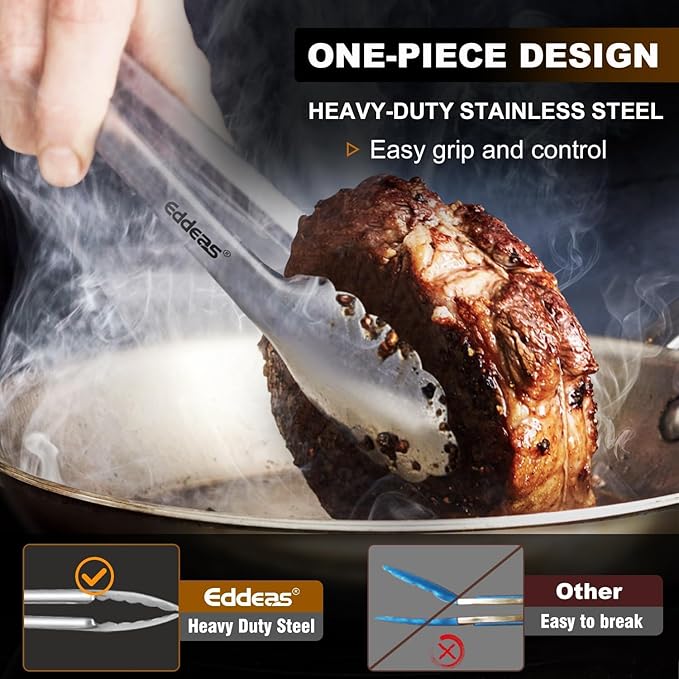 All Metal Tongs For Cooking - Heat Resistant 600 Degrees Stainless Steel Kitchen Tongs, Set of 2-9" & 12 inch, Locking Tongs, For Food,Salad, BBQ, Grilling, Dishwasher safe-PawvioPets