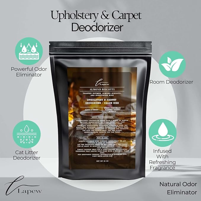 Almond Biscotti Carpet Freshener Powder Refill 36 oz | Powerful Odor Eliminator for Home | Upholstery Deodorizer | Carpet Deodorizer | Pet Urine | Cat Litter Box-PawvioPets
