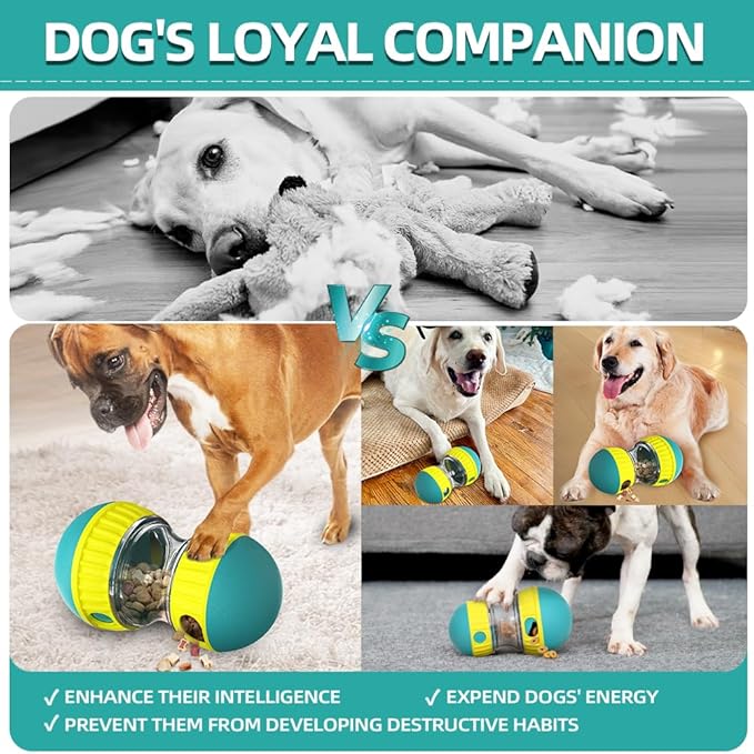 Dog Puzzle Toys, Rolling Treat Dispensing Ball, Brain Stimulation & Slow Feeder, Dog Enrichment Toys to Keep Them Busy (Green)-PawvioPets