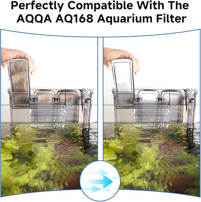 AQQA 6 Packs Aquarium Filter Cartridges with Activated Carbon - Remplacement Fish Tank Filters Cotton-PawvioPets