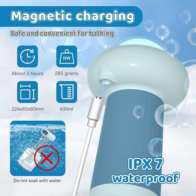 Electric Dog Shampoo Dispenser,IPX7 Cat Shampoo Sprayer,Pet Bath Supplies Automatic Foaming Shampoo Dispenser for Dog Deep Cleaing,Kitchen Sink，Bathroom Blue-PawvioPets