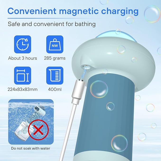Dog Shampoo Dispenser, UFO Dog Shampoo Sprayer, Electric Foaming Shampoo Dispenser for Dog and Cat Washing, for Bathtub, Kitchen Sink, Bathroom Cleaning, Blue-PawvioPets