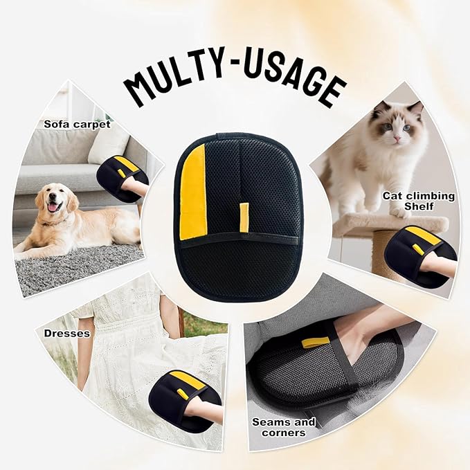 5PCS Pet Hair Removal Glove Set for Cats & Dogs, Newly Electrostatic Pet Hair Gloves, Reusable Cat Dog Grooming Gloves Magic Brush Pet Hair Remover Tool for Furniture Couch Carpet Car Seat Clothes-PawvioPets