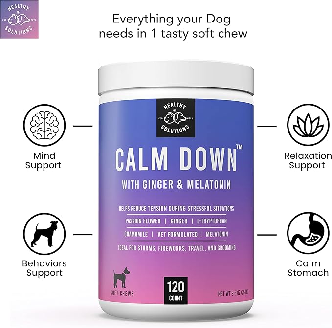 Calming Chews for Dogs - Dog Calming Treats for Anxiety & Stress Relief with Melatonin and Ginger - Aid with Storms, Grooming, Fireworks, Separation, Travel, Motion Sickness, & Sleep - 120 Chews-PawvioPets