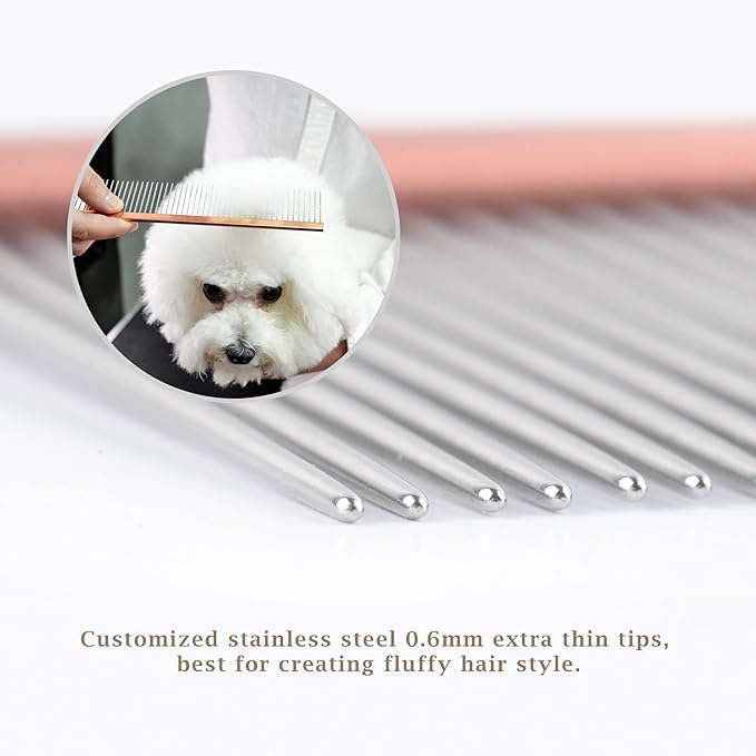 2-in-1 Greyhound Comb for Dogs, Meler Greyhound Comb (Half Curved/Coarse), 86 Stainless Steel Pins Dog Comb, Aluminum 24.5cm Handle, Lightweight, Remove Dogs’ Eye Debris, Fur Tangle Free-PawvioPets