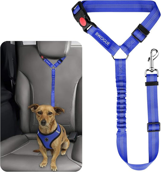 BWOGUE Pet Dog Cat Seat Belts, Car Headrest Restraint Adjustable Safety Leads Vehicle Seatbelt Harness (1 Pack)-PawvioPets
