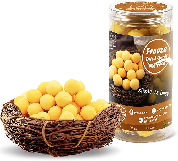 Freeze Dried Cat and Dog Treats, Limited Ingredient Quail Egg Yolk Healthy Tasty Snacks for Training (4.6 Ounce)-PawvioPets