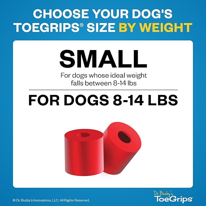 Dr Buzby's Small ToeGrips for Dogs - Instant Traction on Wood/Hardwood Floors - Anti Slip Relief - Grippers for Senior Dogs - Stop Sliding Instantly - Rubber Nails for Paws - 1 Pack (20 Grips)-PawvioPets