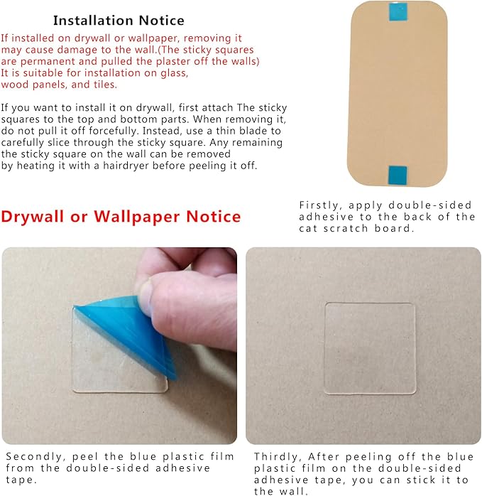 4 Pcs Cat Scratcher Wall Mounted Scratch Pad +Cat Scratcher Box Door Cat Nail File Scratcher for Wall Modern Cute Cardboard Vertical Cat Scratching Post, Furniture Protector-PawvioPets