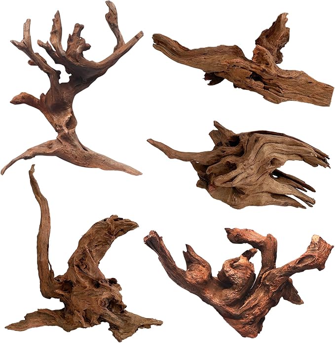 5 Pcs Driftwood Branches Aquarium Wood Decoration Natural Fish Tank Habitat Decor Wood for Lizard Assorted Size-Small-PawvioPets