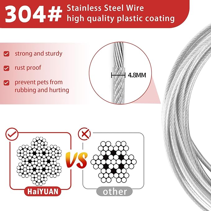 Dog Tie Out Cable - 10/15/20/25/30FT Heavy Duty for Large Dogs Up to 250LBS - Rosy Pink/Blue/Purple/Silver/Red/Green/Yellow-PawvioPets