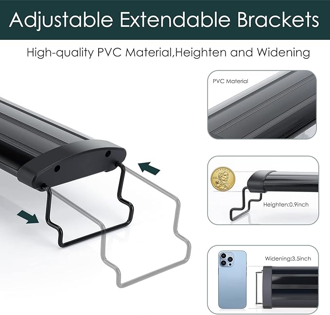 AQQA Aquarium Light,Full Spectrum LED Fish Tank Lights,12"-54" Adjustable Multi-Color White Blue Red Green LEDs with Extendable Brackets,14W-31W for Freshwater Plants (17W (18"-24"))-PawvioPets