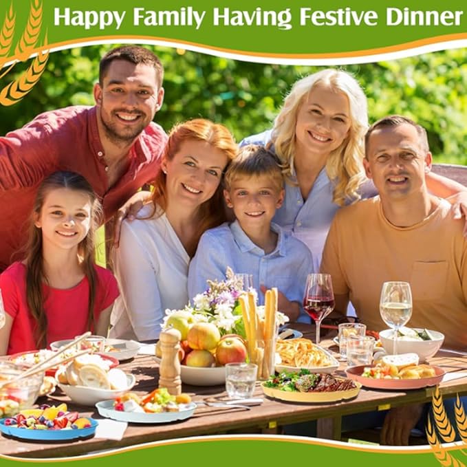 9" Unbreakable Divided Plates Set of 5, Wheat Straw Plate Reusable Dinnerware Portion Control Plate, Round Bariatric Plastic Plate for Kids Adults, BPA-free, Dishwasher Safe-PawvioPets