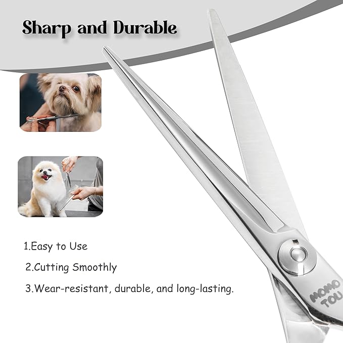 Dog Grooming Scissors 5 inch Small Straight Scissors Super Light Professional 440C Stainless Steel Pet Shears for Trimming Face and Paws Nose Ear Easy Use.-PawvioPets