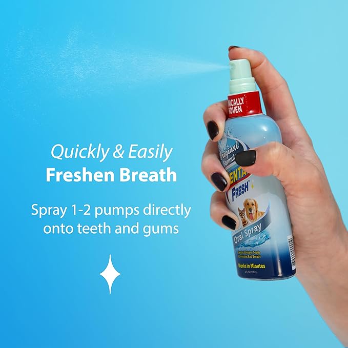 Dental Fresh Oral Spray for Dogs and Cats, Eliminates Bad Breath and Protects Their Teeth & Gums, 4 Fl Oz.-PawvioPets