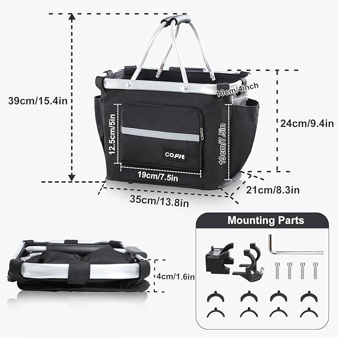 COFIT Detachable Bike Basket, Multi-Purpose Bicycle Handlebar Basket for Pet, Shopping, Commuter, Camping and Outdoor-PawvioPets