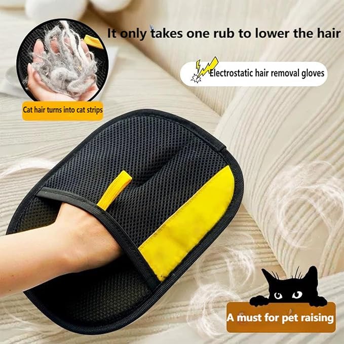 Fursweep Gloves Pet Hair Remover, Kivori Pet Grooming Glove, Pet Hair Remover Electrostatic Gloves, Furmingle Double Sided Cat Grooming Glove, Reusable Cat & Dog Hair Remover, for Couch, Carpet-PawvioPets