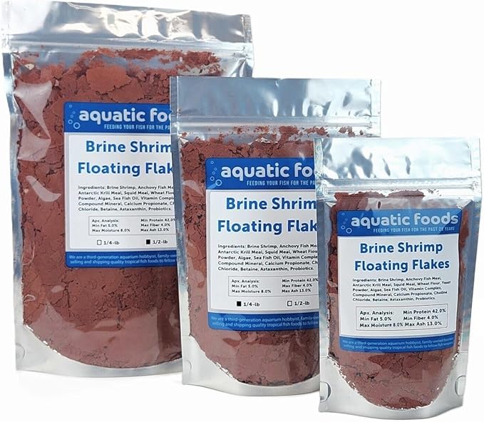 Aquatic Foods Inc. Brine Shrimp Flakes for Freshwater Cichlids, Angels, Tetras, Guppies, Marine Tangs, Butterflies, Angelfish, Anthias, Clown Fish. WL…3-lbs Poly Bag-PawvioPets