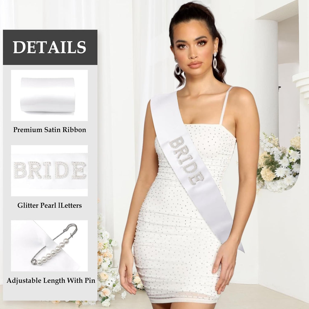 Yxiang Bride Sash,Bride To Be Sash Bachelorette Party Decorations Pearls Rhinestones Sashes Bridal Shower Gift